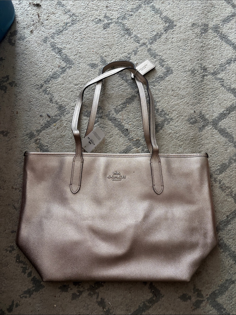 Coach Metallic Rose Gold Leather Tote